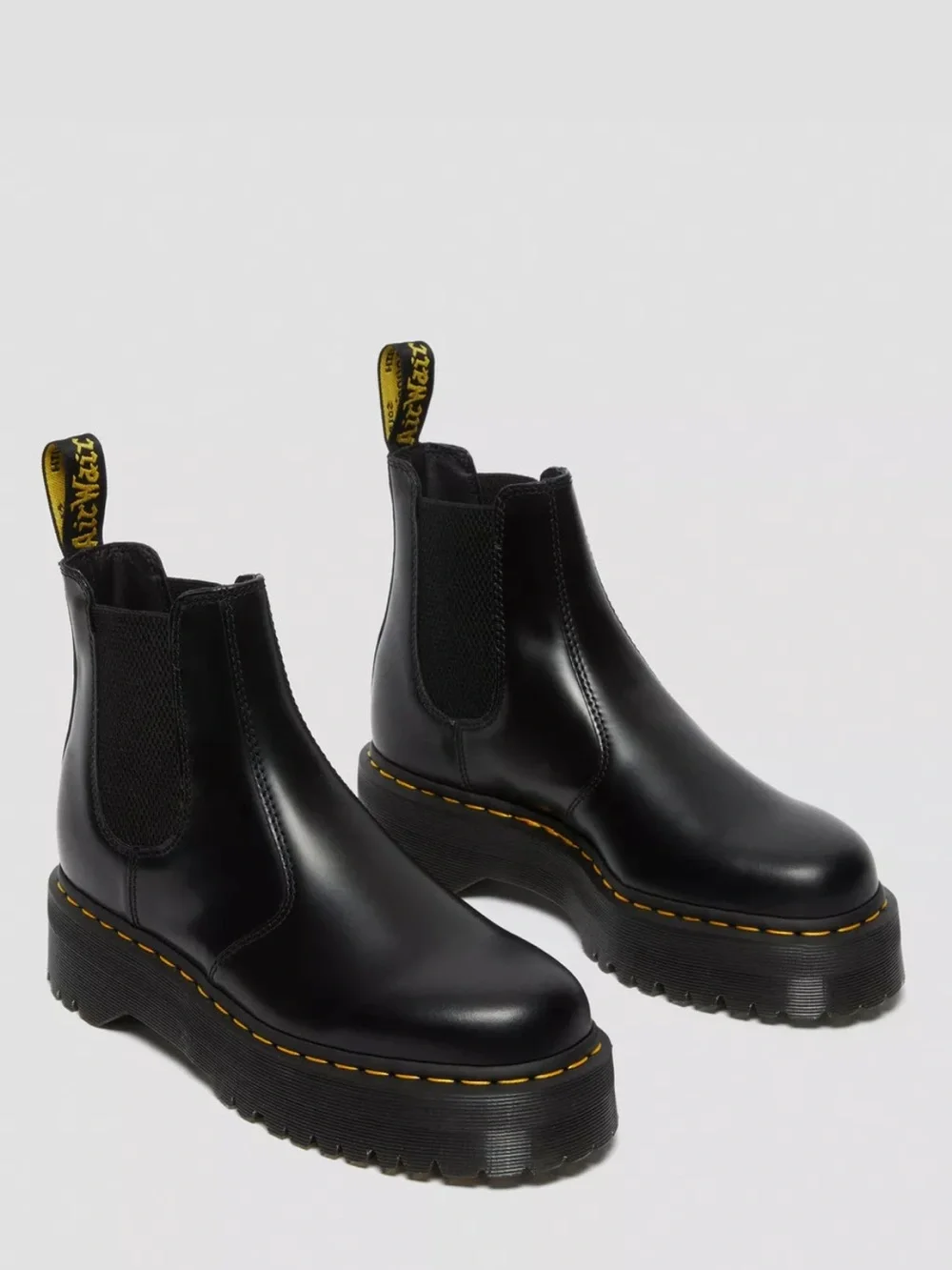 Dr Martens 2976 Quad Smooth Leather Black Platform Chelsea Boot Size USL 8/USM 7